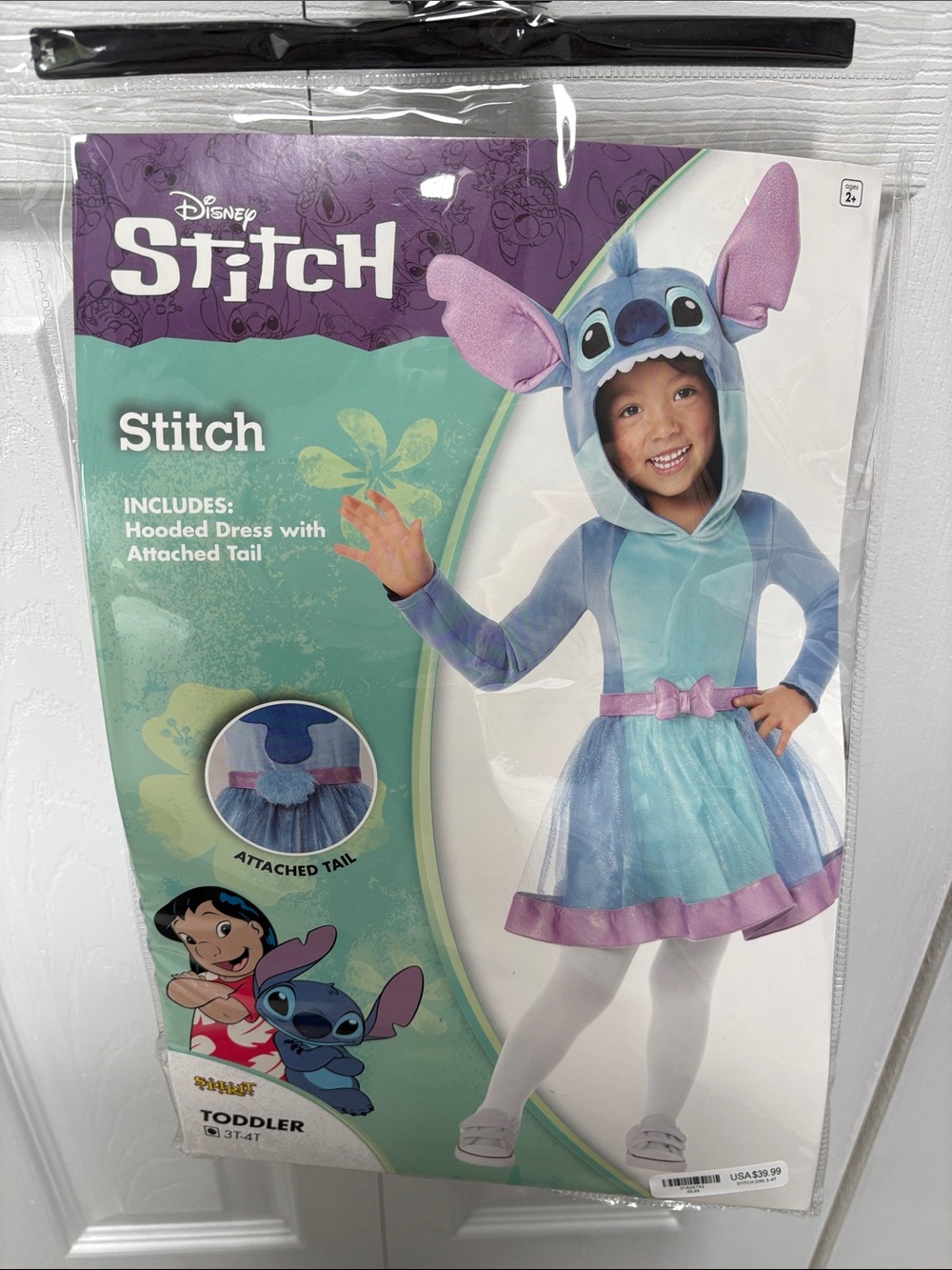 Disney Stitch Toddler 3-4 Blue Hooded Dress Costume